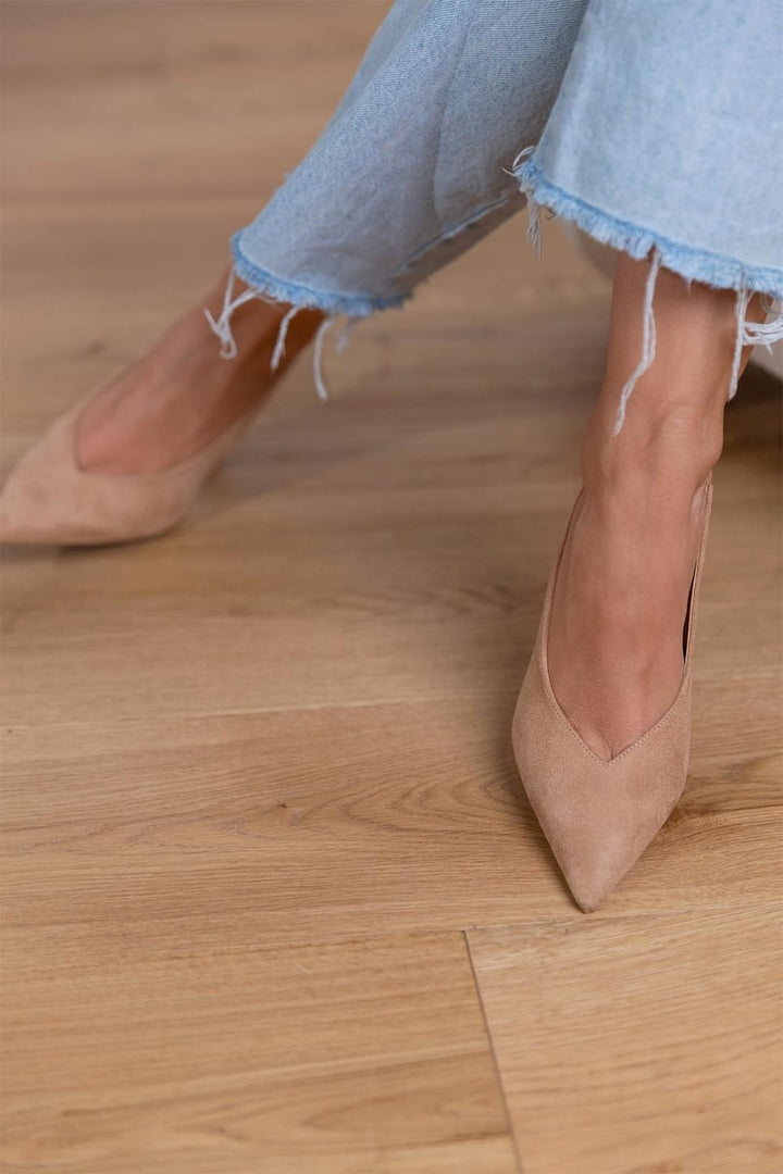 Anna - Nude színű slingback magassarkú, vékony sarokkal