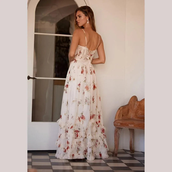 Kinga - Virágmintás midi ruha